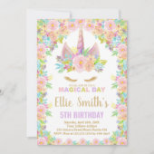 Couleurs florales licorne blanche Invitations d'an (Devant)