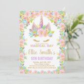 Couleurs florales licorne blanche Invitations d'an (Debout devant)