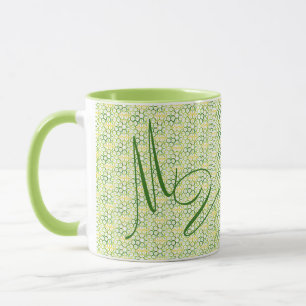 Couleurs géométriques Chaux Vert Monogramme Mug