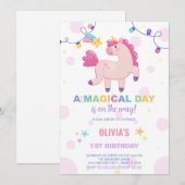 Couleurs Lumières Unicorne Anniversaire Invitation (Devant / Derrière)