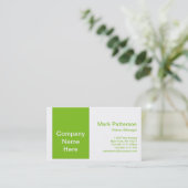 Couleurs modernes Chaux Vert & Blanc Carte de visi (Debout devant)