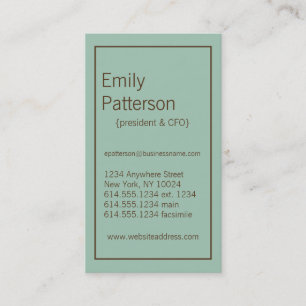 Couleurs modernes : : Seafoam et carte de visite