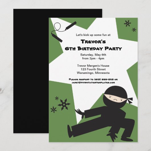 COULEURS MODIFIABLES ! Invitation d'anniversaire N (Devant / Derrière)