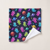 Couleurs Néon Chats Astronautes Planètes Espace Ex (Gant de toilette)