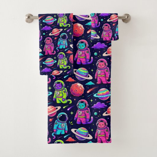 Couleurs Néon Chats Astronautes Planètes Espace Ex (En situation)