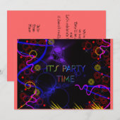 Couleurs Néon Lumineuses, Invitation Personnalisée (Devant / Derrière)