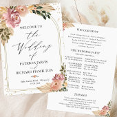 Couleurs neutres Boho Floral Wedding Programme