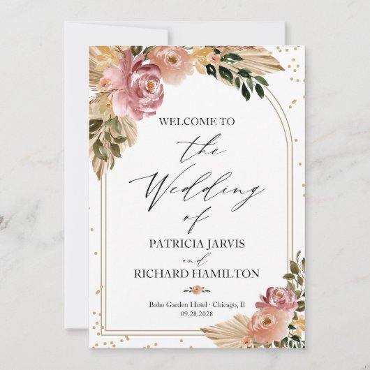 Couleurs neutres Boho Floral Wedding Programme (Devant)