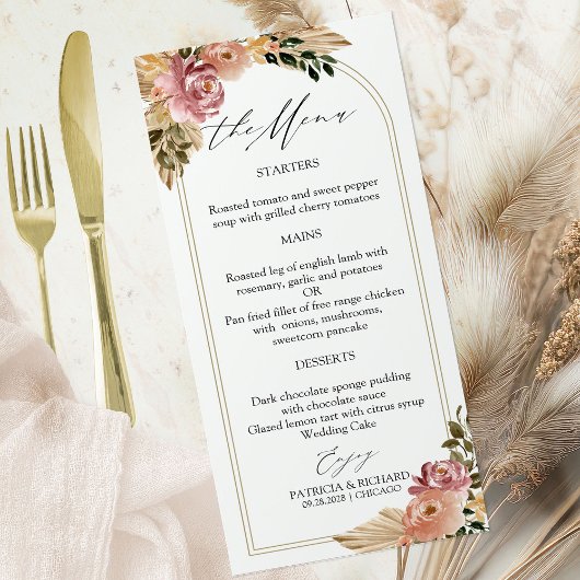 Couleurs neutres chic Boho Floral Mariage Cartes d