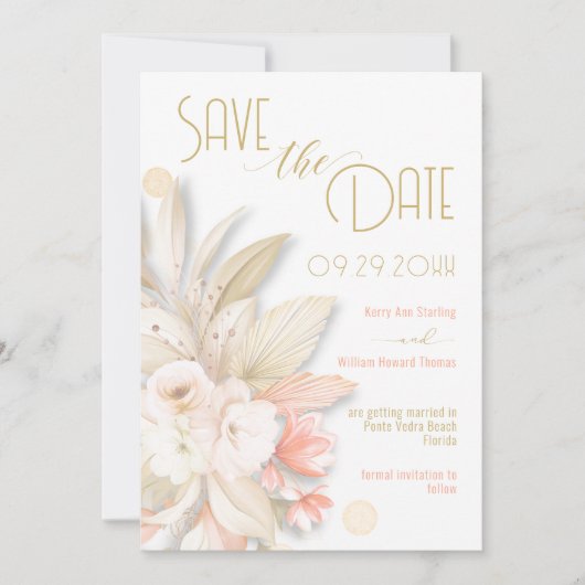 Couleurs neutres Élégant Enregistrer la carte Mari (Devant)