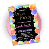 Couleurs noires dorées Peinture Invitations Annive