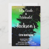 Couleurs noires vertes Peinture Invitations Annive (Devant)