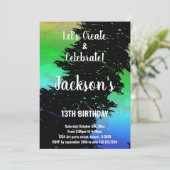 Couleurs noires vertes Peinture Invitations Annive (Debout devant)
