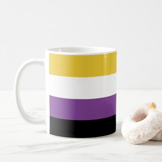 Couleurs non binaires Drapeau café Mug (Avec donut)