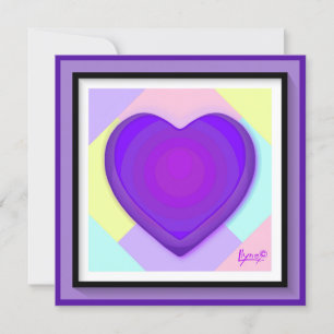 Couleurs pastel & cœurs violets battant carte blan