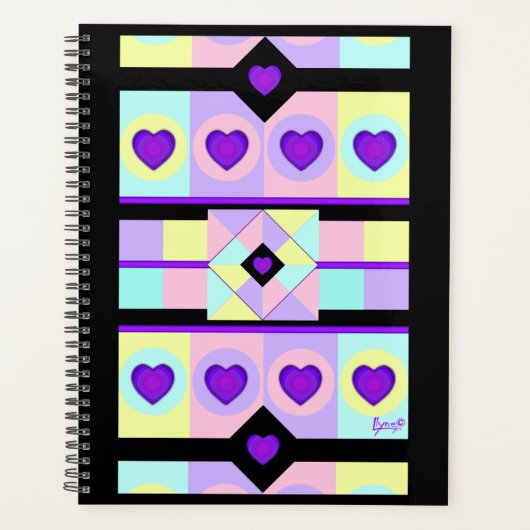 Couleurs pastel & coeurs violets battre (Devant)