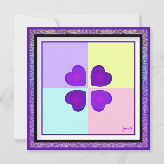 Couleurs pastel & coeurs violets battre carte blan (Devant)