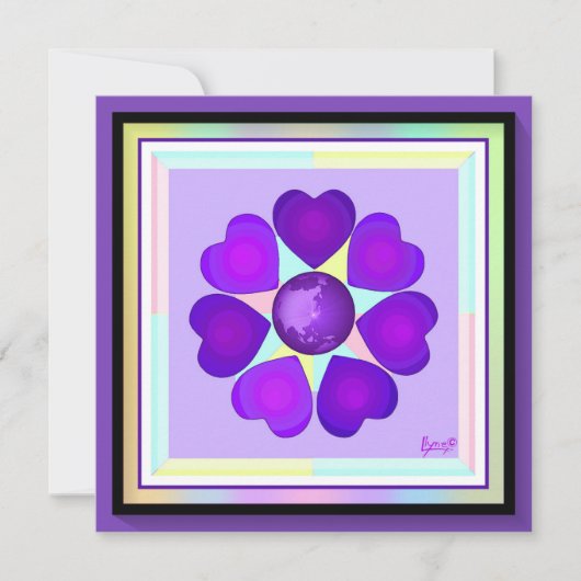 Couleurs pastel & coeurs violets battre carte blan (Devant)
