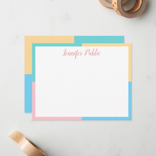 Couleurs Pastel modernes Modèle manuscrit (Devant/Arrière en situation)