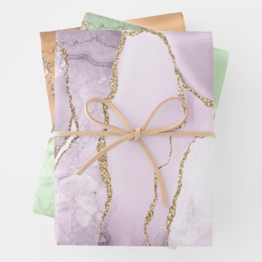 couleurs pastel tendance agate feuilles de papier  (En situation)