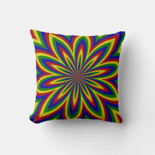 Couleurs primaires Fleur roulée 2 Sq Oreiller