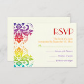 Couleurs Rainbow mariage damassé RSVP (Devant / Derrière)