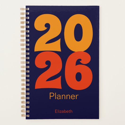 Couleurs rétro bleu et orange Nom 2025 (Devant)