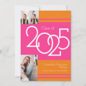 Couleurs rose orange de l'école Faire-part de dipl (Devant)