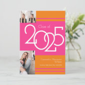 Couleurs rose orange de l'école Faire-part de dipl (Debout devant)