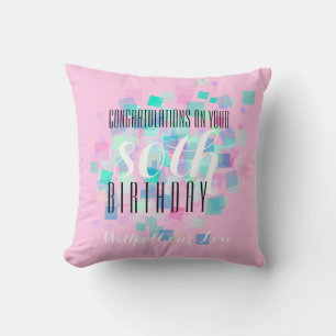 Couleurs rose pastel 1 80e anniversaire Coussin pe