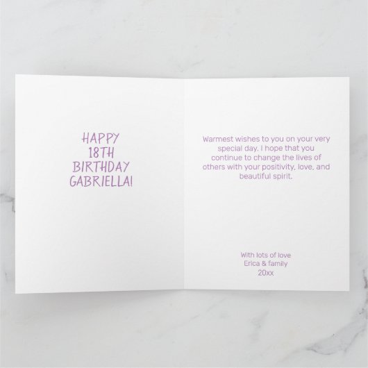 Couleurs rose pastel carte d'anniversaire (Intérieur)