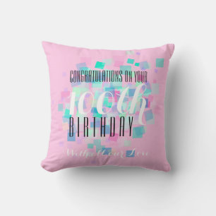 Couleurs rose pastel Coussin personnalisé 100e ann
