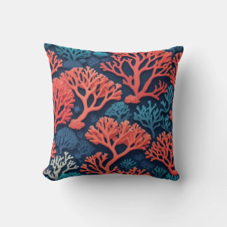 Couleurs simples et intenses, coussin motif corail