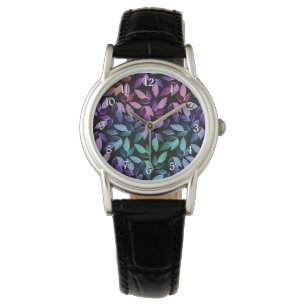 Couleurs tropicales tombant Feuille montre poignet