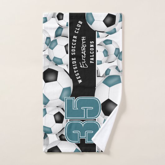 Couleurs turquoises de l'équipe noire Beaucoup de  (Serviette à main)