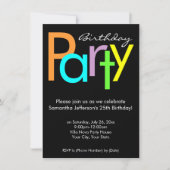 Couleurs typographiques Invitation de fête d'anniv (Devant)
