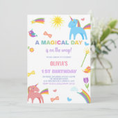 Couleurs Unicorn Invitations Anniversaire (Debout devant)