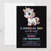 Couleurs Unicorn Invitations Anniversaire (Devant / Derrière)
