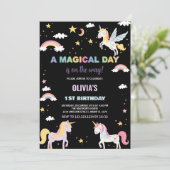 Couleurs Unicornes Invitations Anniversaire (Debout devant)