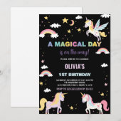 Couleurs Unicornes Invitations Anniversaire (Devant / Derrière)