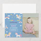 Couleurs Unicornes Invitations d'anniversaire avec (Devant / Derrière)
