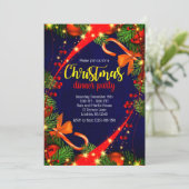 Couleurs vives Dîner de Noël Invitation (Debout devant)