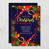 Couleurs vives Dîner de Noël Invitation (Devant / Derrière)