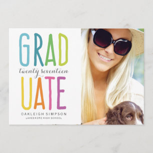 Couleurs vives Faire-part de graduation Arc-en-cie