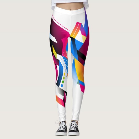 Couleurs vives Géométrique Abstrait Design Legging (Devant)