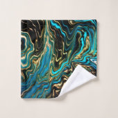 Couleurs vives Marbre Aqua Gold Serviettes ensembl (Gant de toilette)