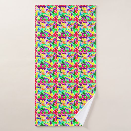 Couleurs vives multimotifs bain bleu clair (Serviette de bain)