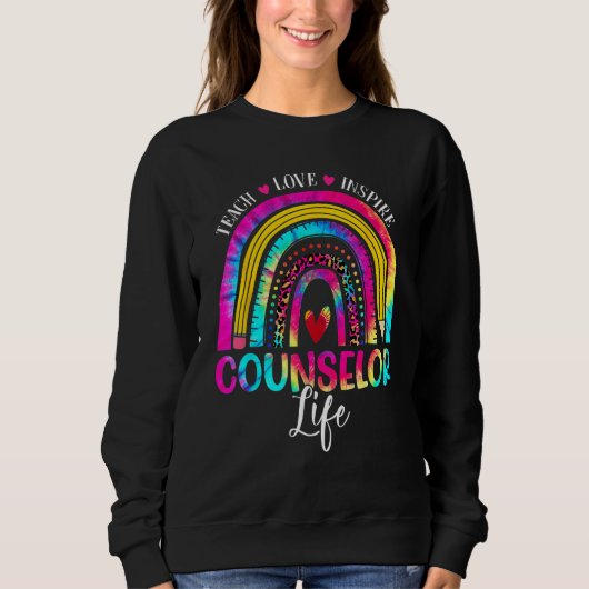 Counselor Teacher Rainbow Tie Dye First Day Of Sch Trui (Voorkant)