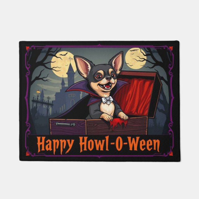 Count Chihuahua Happy Howl-O-Ween Deurmat (Voorkant)