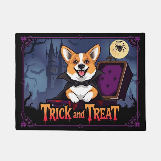 Count Corgi Trick and Treat Deurmat (Voorkant)